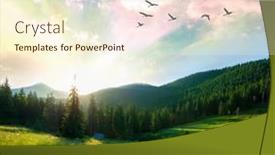  Presentation with birds flying - Audience pleasing PPT layouts consisting of summer-mountain-forest-landscape backdrop and a cream colored foreground