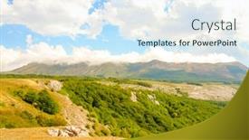  Presentation with leave - Colorful presentation design enhanced with summer-mountain-landscape-heaven-earth backdrop and a sky blue colored foreground