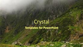  Presentation with misty - Slide set having summer mountain landscape in the transylvanian alps with misty rainy clouds background and a tawny brown colored foreground