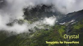  Presentation with misty - Cool new PPT layouts with summer mountain landscape in the transylvanian alps with misty rainy clouds backdrop and a tawny brown colored foreground
