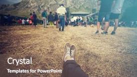  Presentation with festival music - Slide deck enhanced with summer music festival canvas shoes background and a coral colored foreground