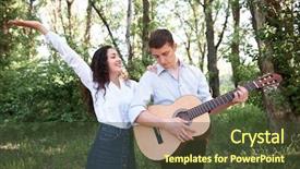  Presentation with old couple walking - Cool new PPT theme with summer nature bright sunlight shadow backdrop and a  colored foreground