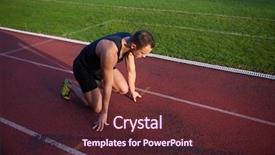  Presentation with blocks - Colorful presentation design enhanced with summer olympic games - sprinter leaving starting blocks backdrop and a tawny brown colored foreground