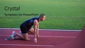  Presentation with olympic games - Colorful slide deck enhanced with summer olympic games - sprinter leaving starting blocks backdrop and a seafoam green colored foreground