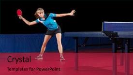  Presentation with table tennis - Cool new slides with summer olympic games - young girl table tennis player backdrop and a red colored foreground