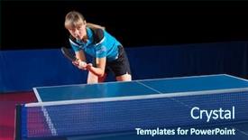  Presentation with table tennis - Presentation theme having summer olympic games - young girl table tennis player background and a ocean colored foreground