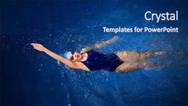 Presentation with olympic games - Slide deck consisting of summer olympic games - young woman swimmer in blue background and a ocean colored foreground