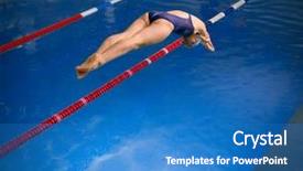  Presentation with swimmer - PPT layouts featuring summer olympic games - young woman swimmer in blue background and a teal colored foreground