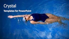  Presentation with summer olympic - Slide set having summer olympic games - young woman swimmer in blue background and a ocean colored foreground