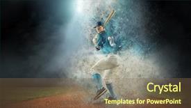  Presentation with baseball player - Theme featuring summer olympics - baseball player in dynamic action background and a tawny brown colored foreground