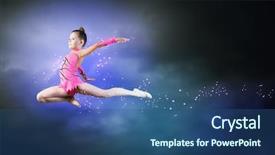  Presentation with high jump - Audience pleasing presentation theme consisting of summer olympics - little cute girl gymnast making backdrop and a ocean colored foreground