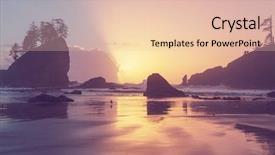  Presentation with beach rocks - Presentation theme with summer olympics - scenic and rigorous pacific coast background and a lemonade colored foreground