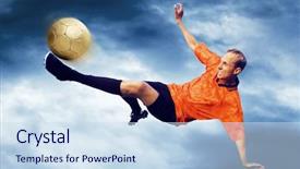  Presentation with football play diagram - Presentation theme featuring summer olympics - shoot of football player background and a sky blue colored foreground