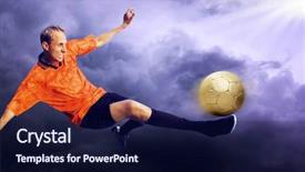  Presentation with football play diagram - Presentation theme with summer olympics - shoot of football player background and a navy blue colored foreground