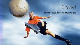  Presentation with clouds - PPT theme with summer olympics - shoot of football player background and a teal colored foreground