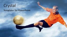  Presentation with clouds - PPT theme having summer olympics - shoot of football player background and a teal colored foreground