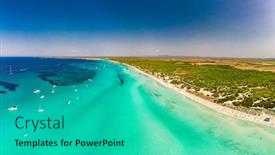  Presentation with summer - PPT theme consisting of summer-on-majorca-es-trenc background and a teal colored foreground