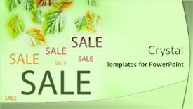  Presentation with announcement - Presentation theme enhanced with summer-or-autumn-sale-announcement background and a soft green colored foreground