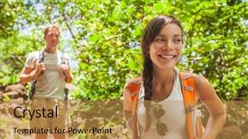  Presentation with hawaii - Audience pleasing PPT theme consisting of summer outdoor active lifestyle trek backdrop and a gold colored foreground