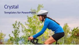  Presentation with biking - PPT theme with summer outdoor background panoramic header background and a lemonade colored foreground