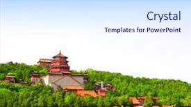  Presentation with china - Presentation theme consisting of summer palace in beijing china background and a sky blue colored foreground