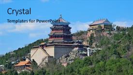  Presentation with historical architecture - Beautiful slide deck featuring summer palace with historical architecture in beijing backdrop and a light blue colored foreground