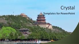  Presentation with historical architecture - Colorful presentation theme enhanced with summer palace with historical architecture in beijing backdrop and a light blue colored foreground