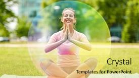  Presentation with health and fitness - Beautiful presentation theme featuring summer park over rainbow backdrop and a yellow colored foreground