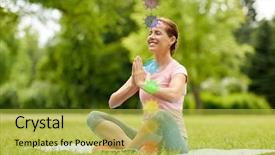  Presentation with healthy lifestyle - Cool new presentation theme with summer park with seven chakra backdrop and a yellow colored foreground