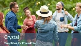  Presentation with summer party - Slide set featuring summer party in garden background and a ocean colored foreground