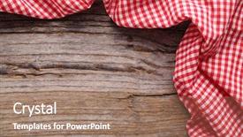  Presentation with picnic - PPT theme having summer picnic - checkered tablecloth on wooden table background and a coral colored foreground