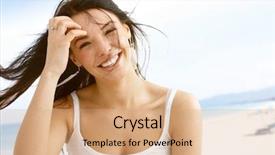  Presentation with summer - Presentation theme enhanced with summer portrait of happy young background and a  colored foreground