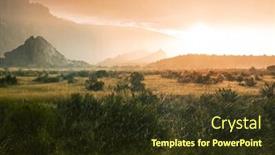  Presentation with rain clouds - Colorful PPT layouts enhanced with summer-rain-in-the-mountains backdrop and a tawny brown colored foreground
