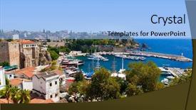  Presentation with turkey - Slide deck consisting of summer resort - old town kaleici in antalya background and a light blue colored foreground