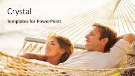  Presentation with romantic - Audience pleasing slide set consisting of summer resort - romantic couple relaxing in tropical backdrop and a cream colored foreground