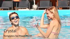  Presentation with young people in the club - Presentation design having summer resort - young people having fun background and a  colored foreground