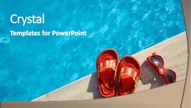  Presentation with swimming - Cool new presentation theme with tourism health resort - colored sandal and sunglasses backdrop and a teal colored foreground