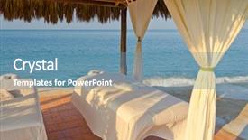  Presentation with island resort - Presentation theme consisting of summer resort - spa salon on beach background and a  colored foreground