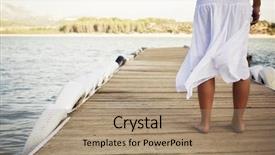  Presentation with lactation young woman breastfeeding - Colorful theme enhanced with summer retreat - young shoeless woman on pier backdrop and a  colored foreground