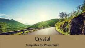  Presentation with mountain - PPT theme having summer road in mountain lofoten background and a coral colored foreground