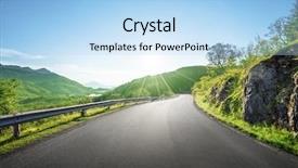  Presentation with landon the mountain road - Audience pleasing PPT layouts consisting of summer road in mountain lofoten backdrop and a light blue colored foreground