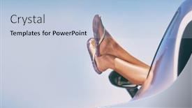  Presentation with road trip - Colorful presentation enhanced with summer road trip vacation car woman feeling carefree relaxing sleeping on road trip travel vacation panoramic banner legs coming out of driver's seat window summer road trip car vacation concept backdrop and a light blue colored foreground