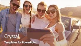  Presentation with road trip signs - PPT layouts enhanced with summer roads - friends on road trip sit background and a tawny brown colored foreground