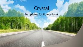  Presentation with fork road - PPT theme with summer roads - road in forest background and a light blue colored foreground