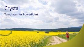  Presentation with rural - Amazing theme having summer rural landscape with beautiful cloudscape backdrop and a sky blue colored foreground