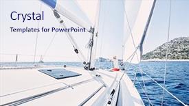  Presentation with red bow - Slides enhanced with summer sailing holidays - yacht charter background and a sky blue colored foreground