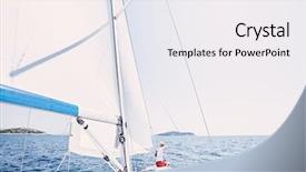  Presentation with red bow - Colorful presentation theme enhanced with summer sailing holidays - yacht charter backdrop and a white colored foreground