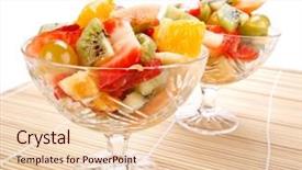  Presentation with salad - PPT theme with summer salad from various fruits background and a lemonade colored foreground