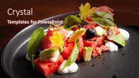  Presentation with avocado - PPT theme consisting of summer-salad-with-watermelon background and a wine colored foreground