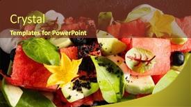  Presentation with avocado - PPT theme featuring summer-salad-with-watermelon background and a tawny brown colored foreground